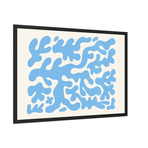 Mer 1 - Abstract Blue Coral Framed Poster - Modern Wall Art for Home Decor