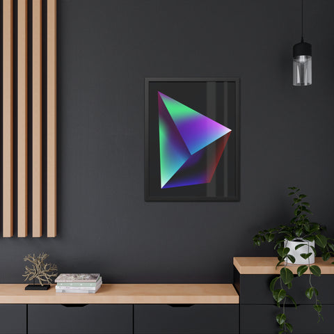 Omega 3 - Minimalist Geometric Framed Poster - Vibrant 3D Triangle Art for Modern Decor