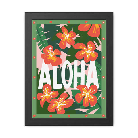 Aloha - Tropical Framed Poster - Bright Floral Wall Art for Home Décor