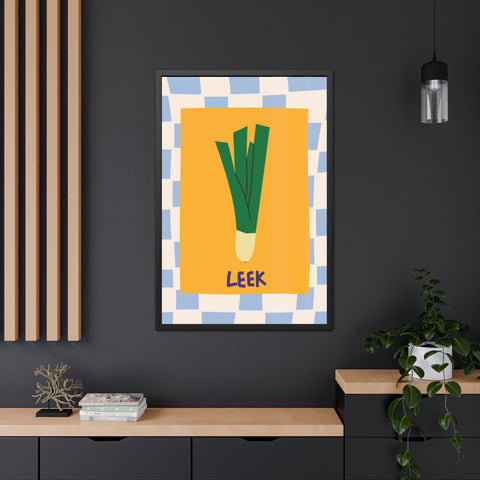 Whimsical Leek Framed Poster - Kitchen Art for Food Lovers