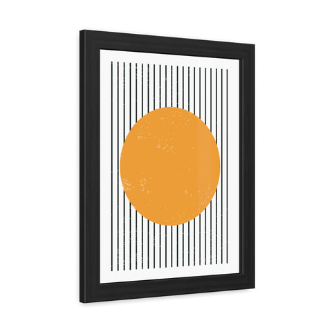 Ink Stamp 1 - Modern Geometric Framed Poster - Minimalist Art with Yellow Circle