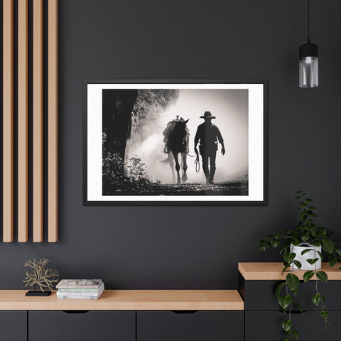 Cowboy & Horse Framed Poster - Rustic Wall Art for Equestrian Lovers