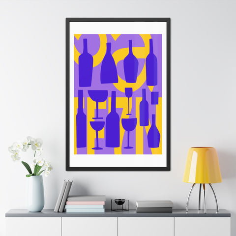 Sonoma 1 - Colorful Wine Bottles Framed Poster | Modern Art for Home Decor