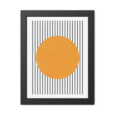 Ink Stamp 1 - Modern Geometric Framed Poster - Minimalist Art with Yellow Circle