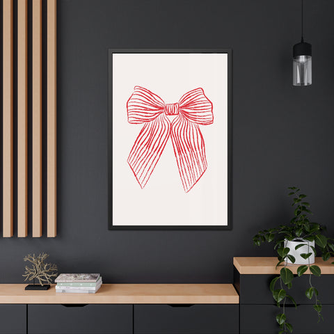 With a bow 1 - Elegant Red Ribbon Framed Poster | Holiday Decor & Gift