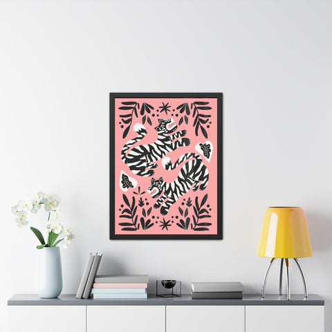 Mirror 4 - Playful Tiger Framed Poster Art for Animal Lovers - Vibrant Wall Decor