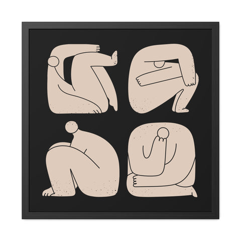 Boxed - Modern Minimalist Framed Art Poster - Abstract Human Figures