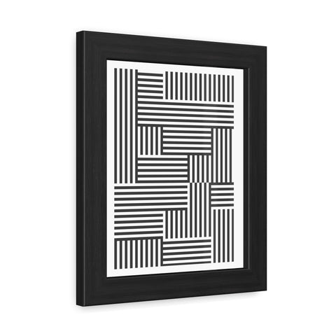 Gridline 4 - Modern Black and White Framed Poster - Minimalist Geometric Wall Art for Home Decor