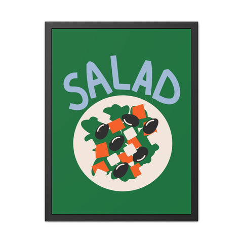 Whimsical Salad Framed Poster - Fun Kitchen Decor for Food Lovers