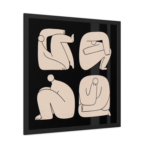 Boxed - Modern Minimalist Framed Art Poster - Abstract Human Figures