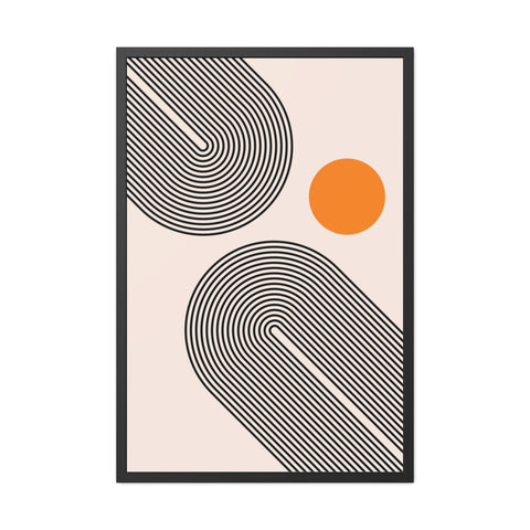 Brenda 1 - Modern Abstract Framed Poster with Geometric Design and Orange Accent