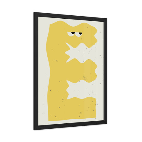 Lettermon E - Whimsical Framed Poster - Abstract Yellow Character Art for Home Decor