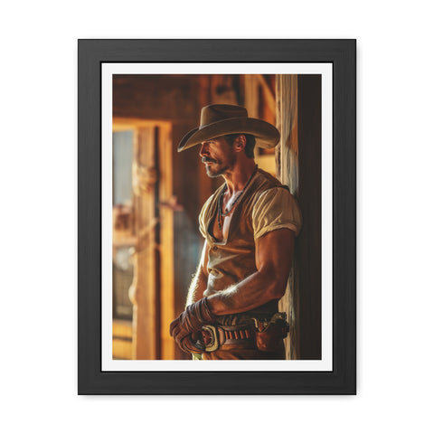 Cowboy 1 - Rustic Western Framed Poster - Cowboy Wall Art for Home Decor