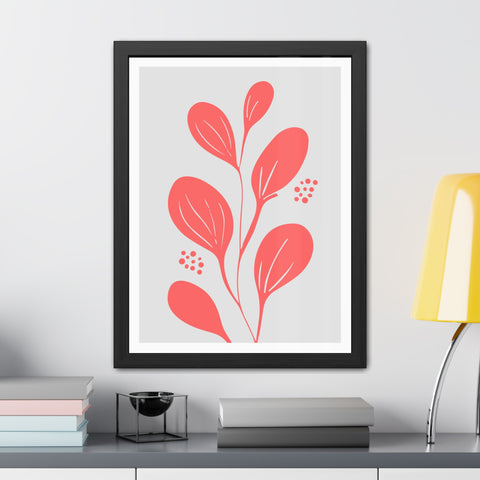 Stratica 3 - Modern Framed Floral Poster - Coral Leaf Design for Home Décor