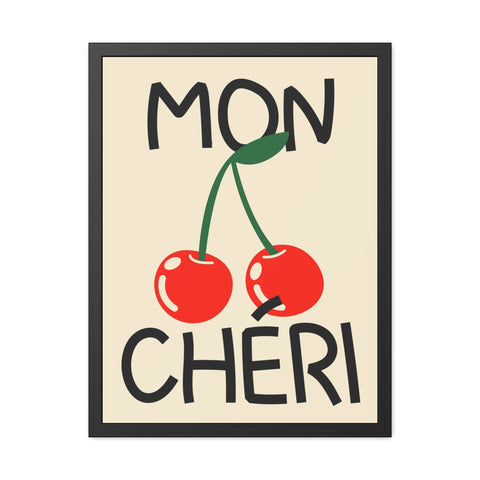 Mon Cheri Cherry Framed Poster - Fun Wall Art for Home Decor