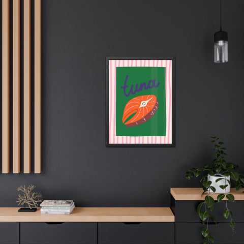 Whimsical Tuna Framed Poster - Fun Kitchen Decor for Seafood Lovers