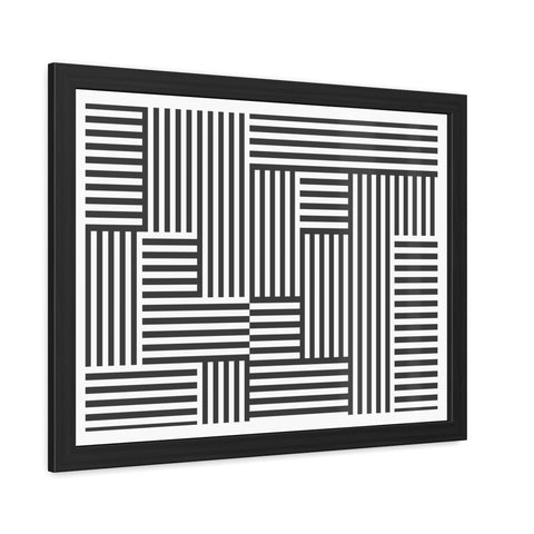 Horizon Grid 4 - Modern Minimalist Framed Poster - Abstract Black and White Line Art