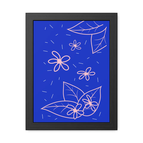 When life gives you lemons 3 - Blue Floral Framed Poster - Modern Botanical Art for Home Decor