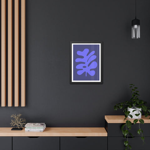 Stratica 7 - Modern Botanical Framed Poster - Abstract Blue Leaf Design for Home Decor