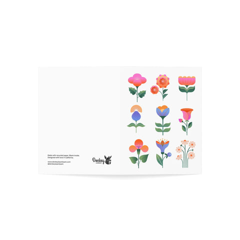 Modern Retro Flower Greeting Card — Floral Greeting Card - Illustrated, Beautiful, any occasion