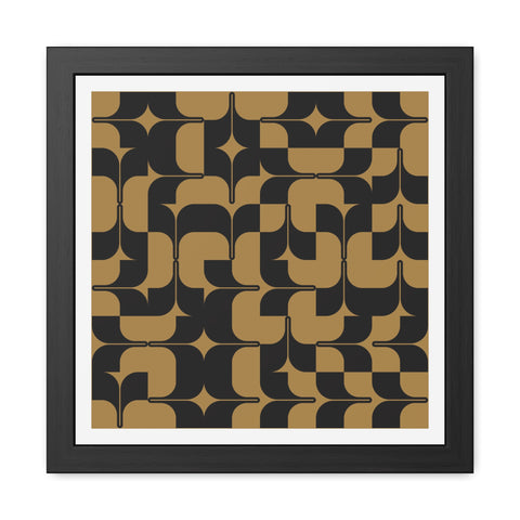 Streaks - Modern Geometric Framed Poster - Black & Gold Abstract Wall Art