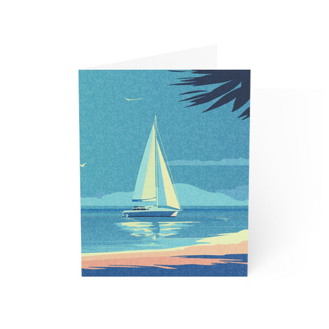 Sailboat Beach Greeting Cards — Abstract / Sympathy / Thinking of you / Melancholy / Sad Greeting Card - Illustrated, moving