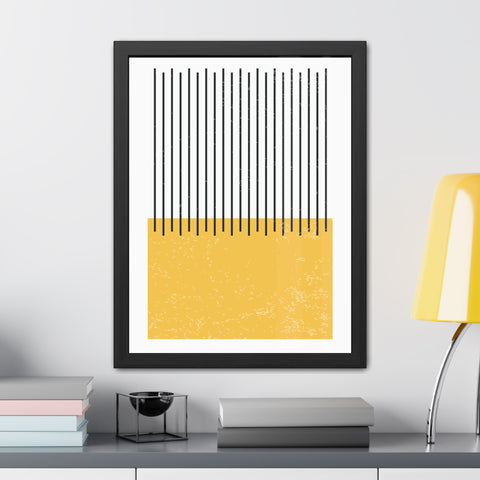 Ink Stamp 4 - Modern Minimalist Framed Poster - Abstract Yellow and Black Design