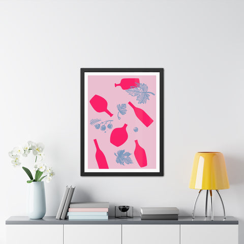 Sonoma 2 - Stylish Framed Art Print: Vibrant Bottles & Leaves Design for Home Decor