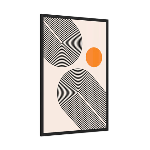 Brenda 1 - Modern Abstract Framed Poster with Geometric Design and Orange Accent