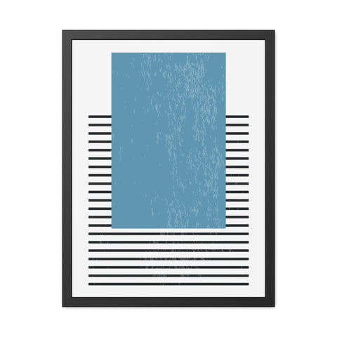 Ink Stamp 2 - Modern Minimalist Framed Poster - Blue Abstract Design for Home Decor