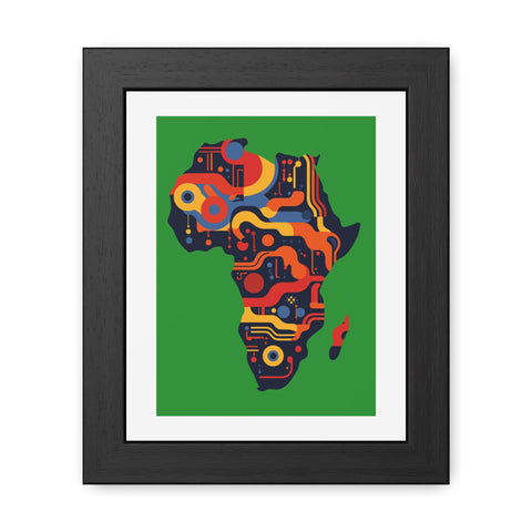 Africa 3 - Colorful African Map Framed Poster - Tech-Inspired Art for Modern Decor