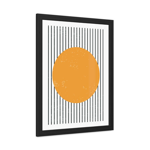 Ink Stamp 1 - Modern Geometric Framed Poster - Minimalist Art with Yellow Circle
