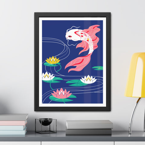 Japanese Garden 1 - Koi Fish Framed Poster - Tranquil Water Lily Art for Home Décor