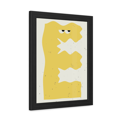 Lettermon E - Whimsical Framed Poster - Abstract Yellow Character Art for Home Decor