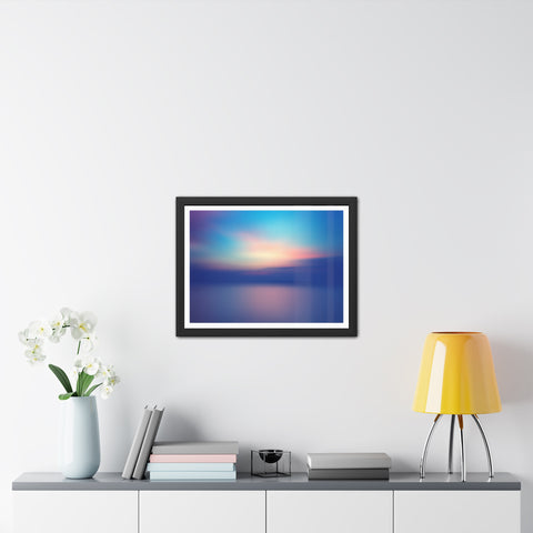 Ariel Sunset - Calming Framed Poster - Abstract Blue and Pink Wall Art for Home Decor