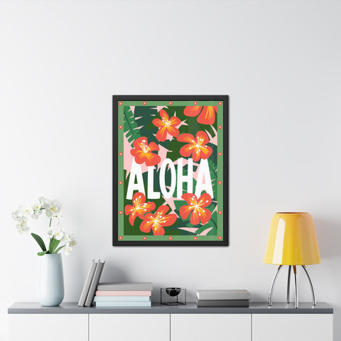 Aloha - Tropical Framed Poster - Bright Floral Wall Art for Home Décor