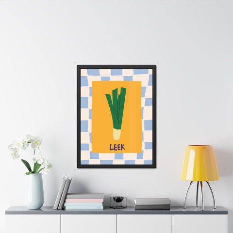 Whimsical Leek Framed Poster - Kitchen Art for Food Lovers