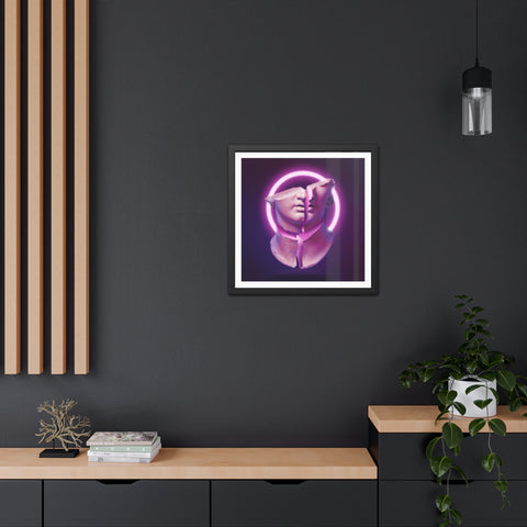 Broken - Modern Art Framed Poster - Dual Face Sculpture with Neon Glow