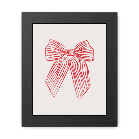 With a bow 1 - Elegant Red Ribbon Framed Poster | Holiday Decor & Gift