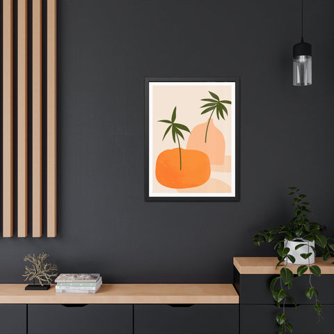 Agora 2 - Modern Framed Poster - Abstract Palm and Fruit Design for Home Decor