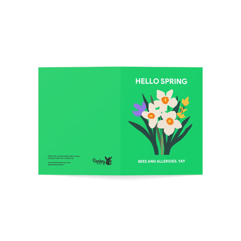 Hello Spring Greeting Card — Floral / Humorous Spring Card - Illustrated, Floral, Funny, any occasion