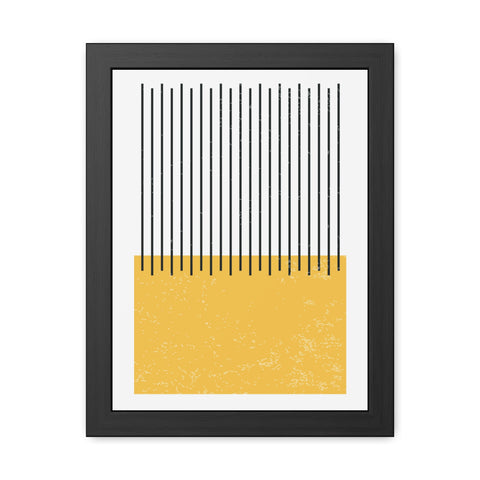 Ink Stamp 4 - Modern Minimalist Framed Poster - Abstract Yellow and Black Design