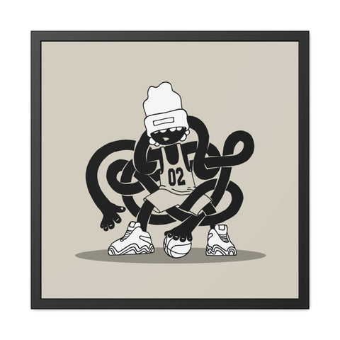 Basketballin' 1 - Trendy Urban Art Print - Modern Framed Poster with Playful Character