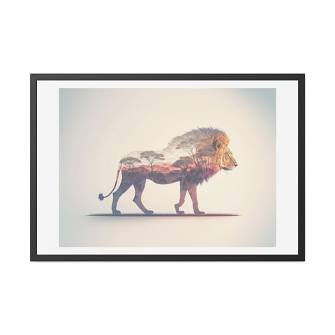 Lionscape - Majestic Lion Framed Poster - Wildlife Art for Home Decor
