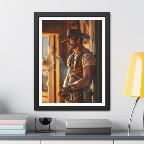 Cowboy 1 - Rustic Western Framed Poster - Cowboy Wall Art for Home Decor