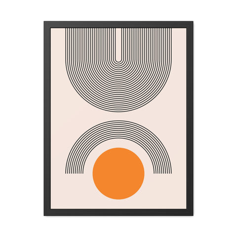 Brenda 2 - Modern Geometric Framed Poster - Minimalist Wall Art with Orange Circle