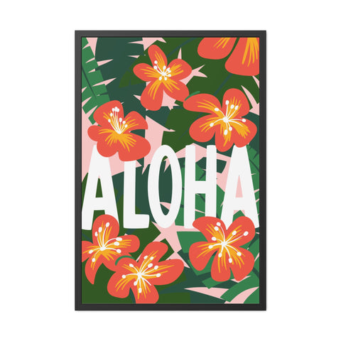 Aloha - Tropical Framed Poster - Bright Floral Wall Art for Home Décor