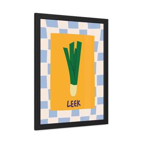 Whimsical Leek Framed Poster - Kitchen Art for Food Lovers