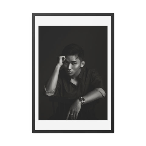 Male Portrait 1 - Elegant Framed Poster - Black and White Portrait for Modern Décor