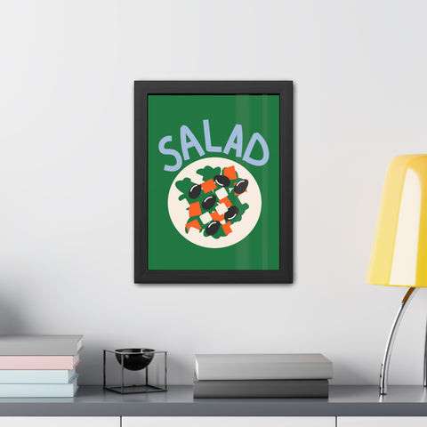 Whimsical Salad Framed Poster - Fun Kitchen Decor for Food Lovers